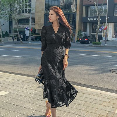 胖MM性感显瘦加肥大码女装高级感宴会连衣裙韩系名媛泡泡袖长裙夏