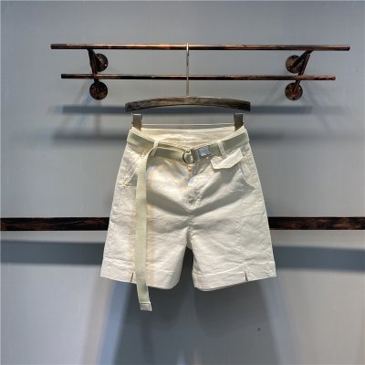 休闲短裤女宽松2022年夏季新款简约时尚弹力高腰开叉直筒五分裤子