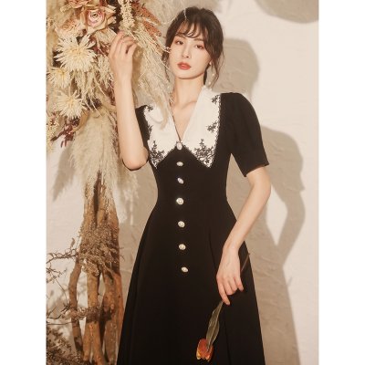 黑色小晚礼服参加婚礼连衣裙气质轻奢法式平时可穿洋装生日宴会女