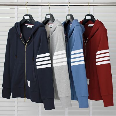 潮流TB THOM春秋装纯棉连帽卫衣帽衫男女情侣装潮牌加绒休闲外套