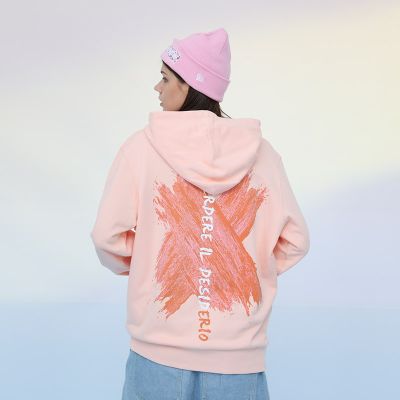 PCMY 刘耀文同款国潮春秋款宽松刷漆粉色情侣装连帽卫衣男潮牌ins