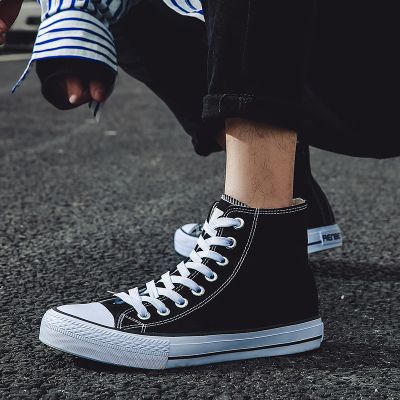 人本男鞋高帮帆布鞋男潮流韩版百搭休闲高邦布鞋板鞋学生情侣潮鞋
