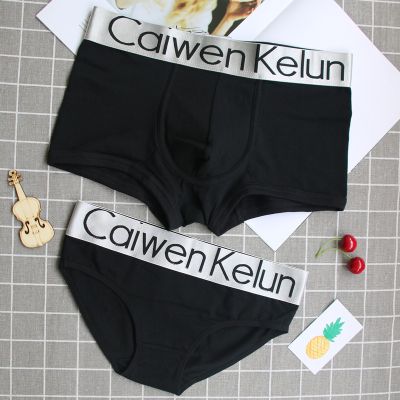 新款运动情侣内裤纯棉裆100%全棉套装中腰个性创意男士平角女三角