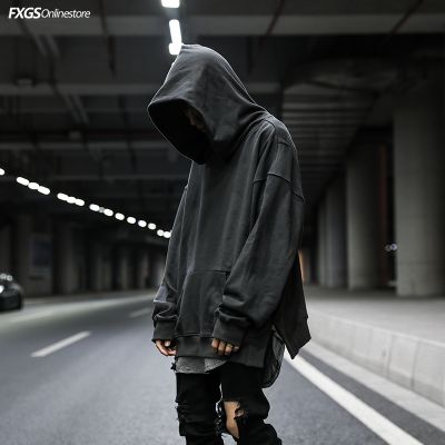 KANYE侃爷欧美高街OVERSIZE卫衣男宽松开叉落肩纯色连帽衫情侣INS